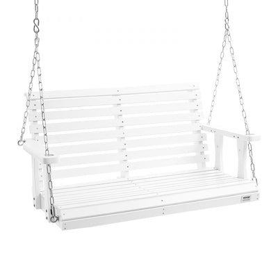 VEVOR Wooden Porch Swing 4 ft, Patio bench swing for Courtyard & Garden, Upgraded 880 lbs Strong Load Capacity, Heavy Duty Swing Chair Bench with Hanging Chains for Outdoors, White 