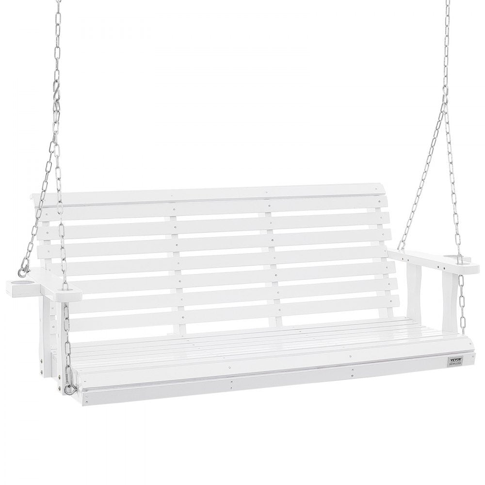 VEVOR Wooden Porch Swing 5.5 ft, Patio bench swing for Courtyard & Garden, Upgraded 880 lbs Strong Load Capacity, Heavy Duty Swing Chair Bench with Hanging Chains for Outdoors, White 