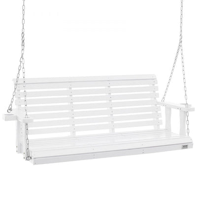 VEVOR Wooden Porch Swing 5.5 ft, Patio bench swing for Courtyard & Garden, Upgraded 880 lbs Strong Load Capacity, Heavy Duty Swing Chair Bench with Hanging Chains for Outdoors, White 