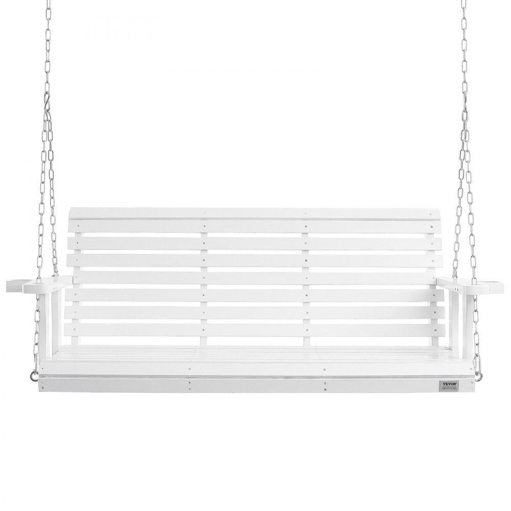 VEVOR Wooden Porch Swing 5.5 ft, Patio bench swing for Courtyard & Garden, Upgraded 880 lbs Strong Load Capacity, Heavy Duty Swing Chair Bench with Hanging Chains for Outdoors, White 