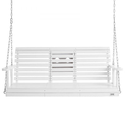 VEVOR Wooden Porch Swing 5 ft, Patio bench swing for Courtyard & Garden, Upgraded 880 lbs Strong Load Capacity, Heavy Duty Swing Chair Bench with Hanging Chains for Outdoors, White 