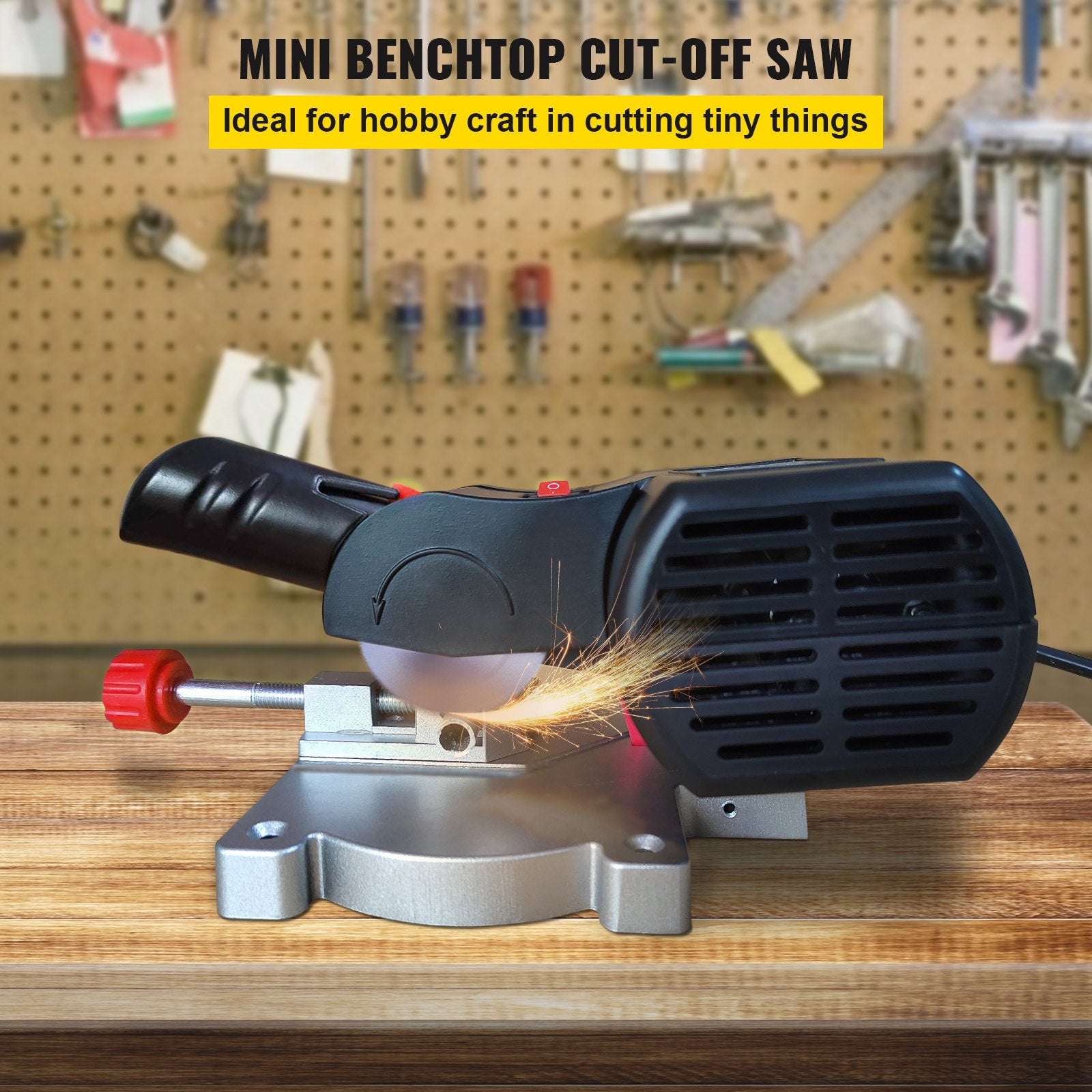 VEVOR Mini Miter Cut-off Chop Saw, Two 2-5/16\" Blade of Steel and Resin with 1/2\" Cutting Depth, 0~45° Benchtop Miter Saw for Copper, Aluminum, Wood, Zinc in Hobby Craft 