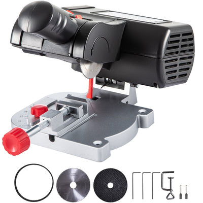 VEVOR Mini Miter Cut-off Chop Saw, Two 2-5/16\" Blade of Steel and Resin with 1/2\" Cutting Depth, 0~45° Benchtop Miter Saw for Copper, Aluminum, Wood, Zinc in Hobby Craft 