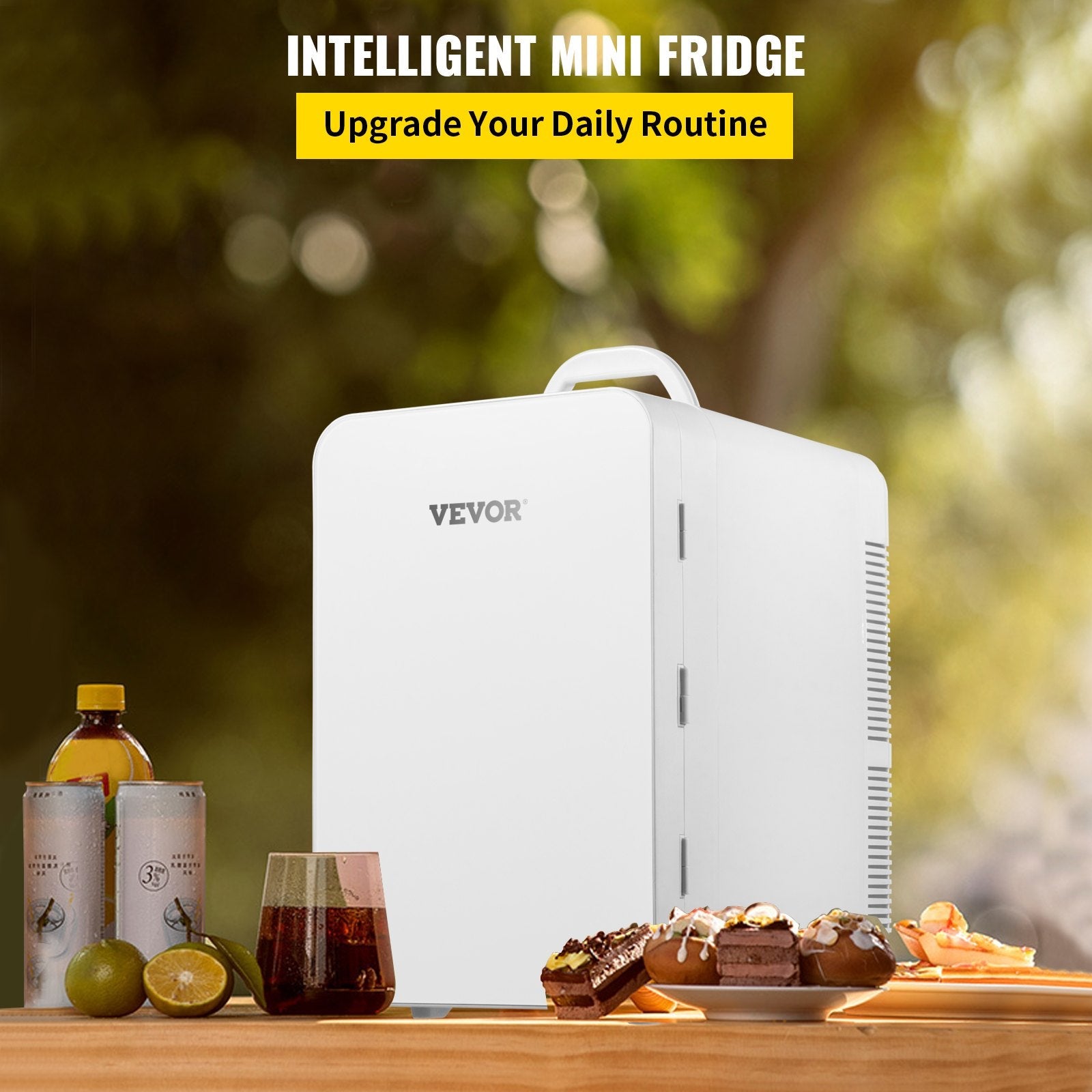 VEVOR Mini Fridge, 15 Liter Portable Cooler Warmer, Skincare Fridge White, Compact Refrigerator, Lightweight Beauty Fridge, for Bedroom Office Car Boat Dorm Skincare (110V/12V) 