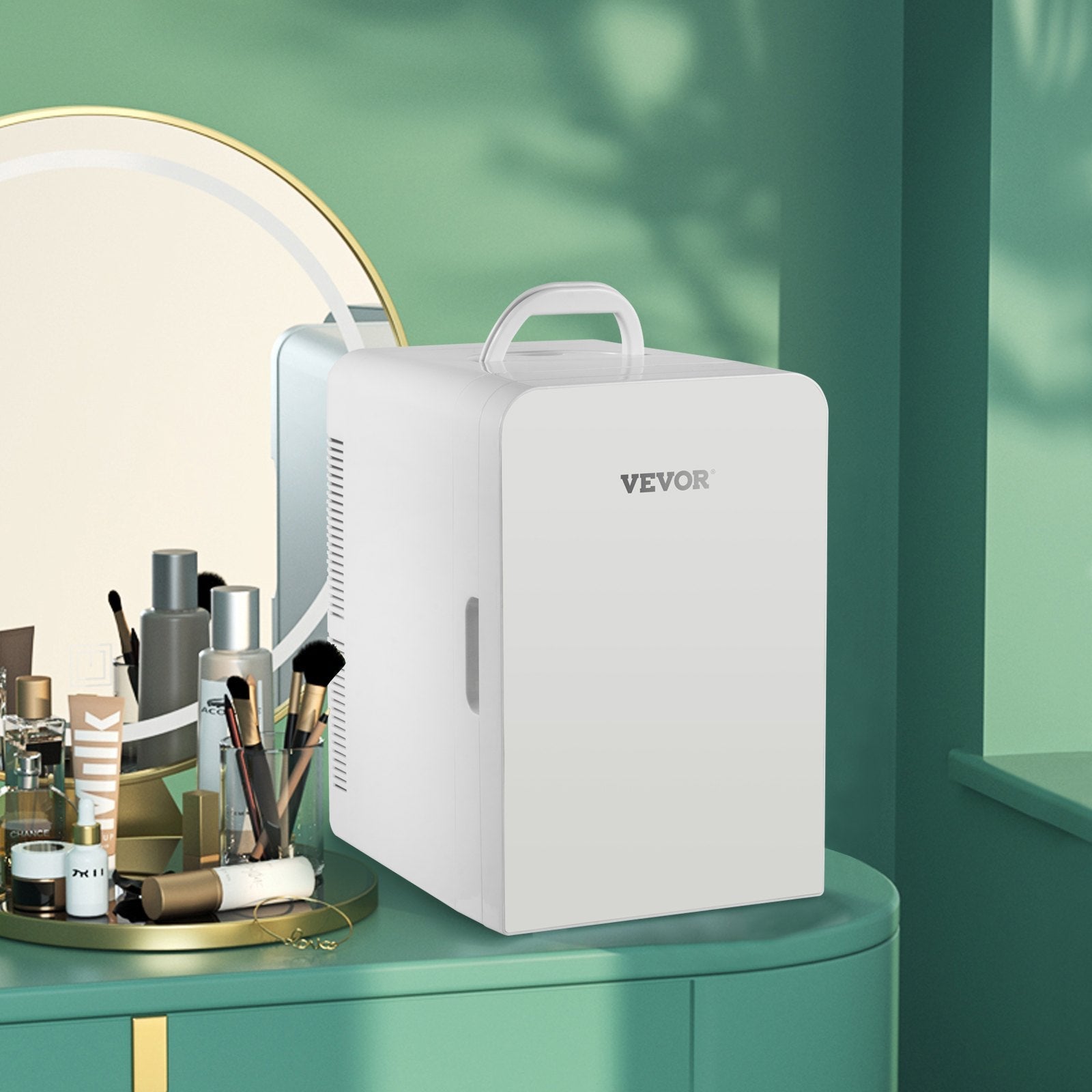 VEVOR Mini Fridge, 15 Liter Portable Cooler Warmer, Skincare Fridge White, Compact Refrigerator, Lightweight Beauty Fridge, for Bedroom Office Car Boat Dorm Skincare (110V/12V) 