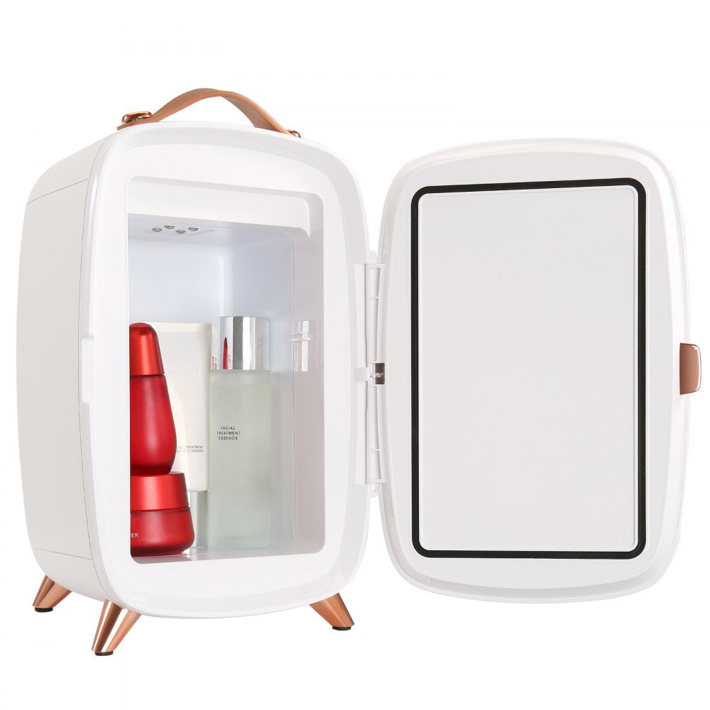 VEVOR Mini Fridge, 6L/8 Cans Compact Personal Fridge, AC/DC Portable Thermoelectric Cooler and Warmer Refrigerators, Skincare Fridge for Beverage, Snacks, Home, Office and Car, ETL Listed (White) 