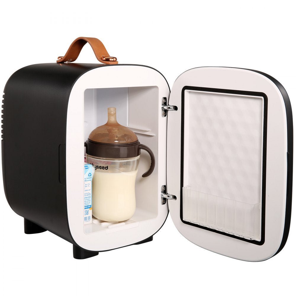 VEVOR Mini Fridge, 4L/6 Cans Compact Personal Fridge, AC/DC Portable Thermoelectric Cooler and Warmer Refrigerators, Skincare Fridge for Beverage, Snacks, Home, Office and Car, ETL Listed (Black) 