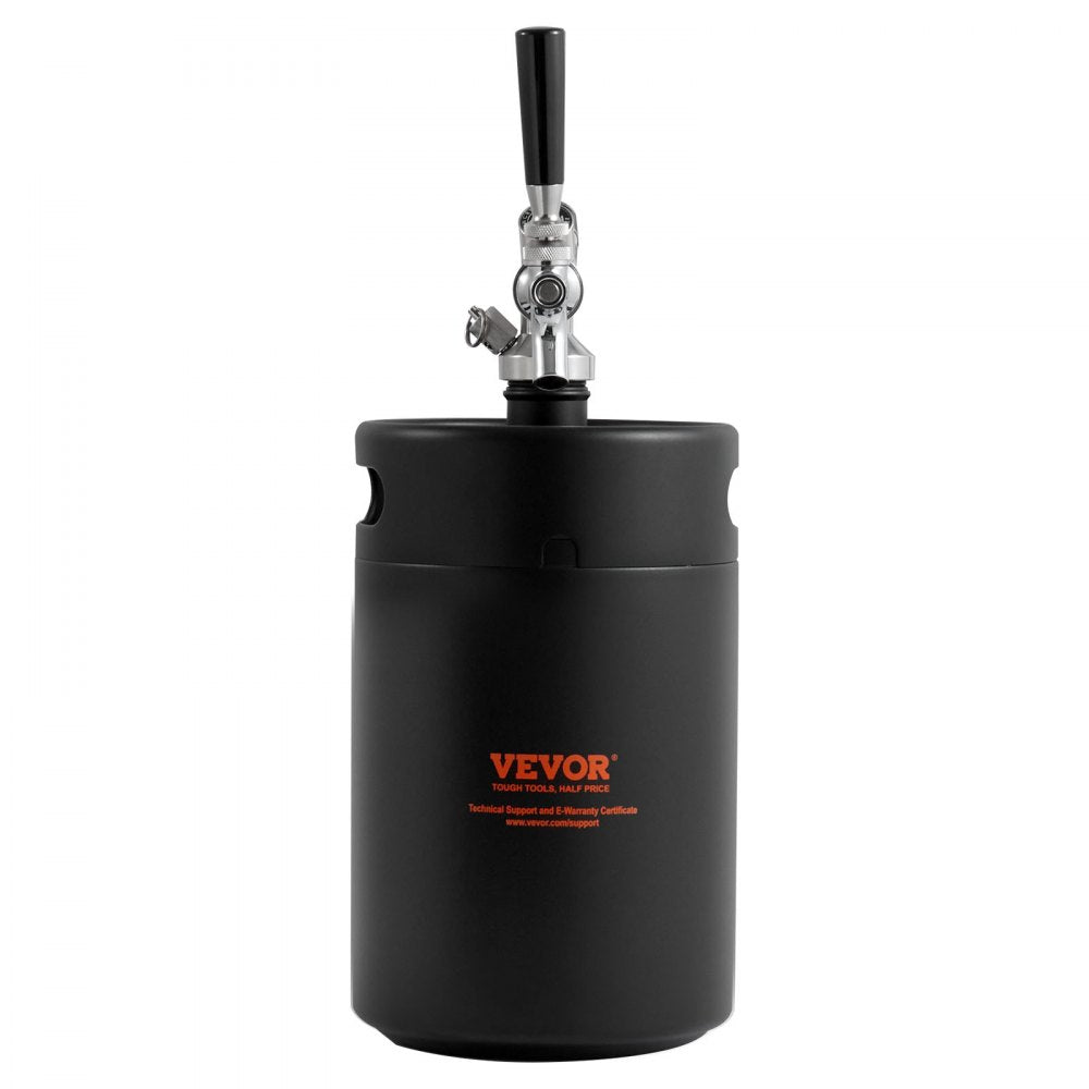 VEVOR Beer Growler Tap System, 170Oz 5L Mini Keg, 304 Stainless Steel Pressurized Beer Growler, Keg Growler with Pressure Display, CO2 Regulator Faucet, Leak-Proof Ring For Draft, Homebrew, Craft Beer 
