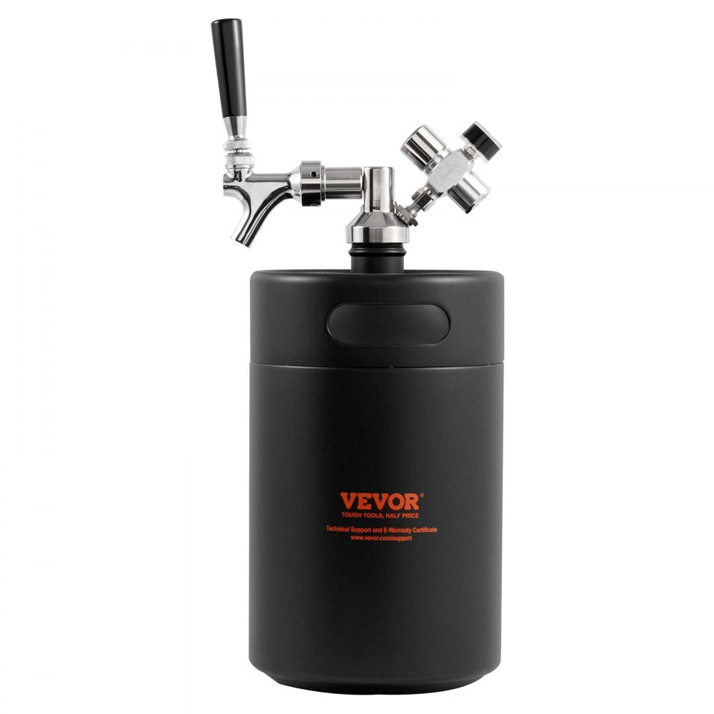 VEVOR Beer Growler Tap System, 170Oz 5L Mini Keg, 304 Stainless Steel Pressurized Beer Growler, Keg Growler with Pressure Display, CO2 Regulator Faucet, Leak-Proof Ring For Draft, Homebrew, Craft Beer 