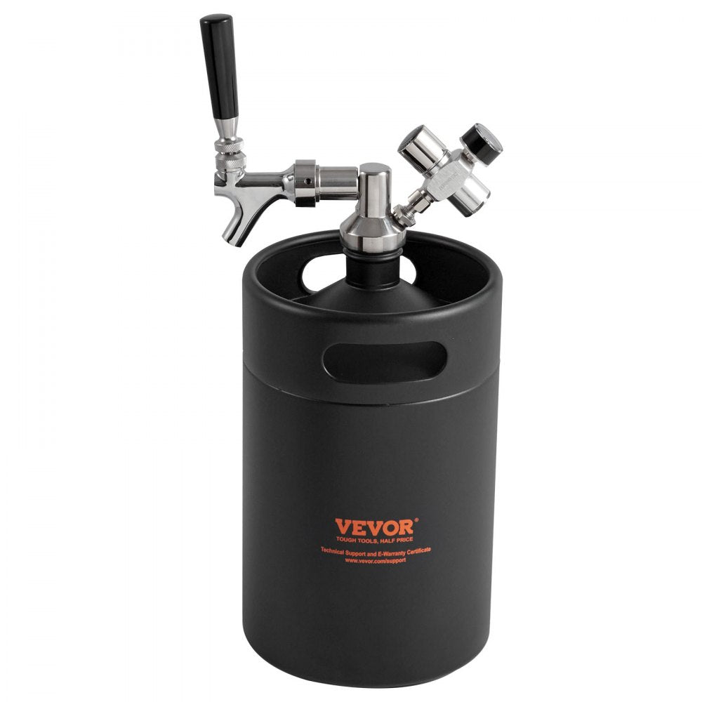 VEVOR Beer Growler Tap System, 170Oz 5L Mini Keg, 304 Stainless Steel Pressurized Beer Growler, Keg Growler with Pressure Display, CO2 Regulator Faucet, Leak-Proof Ring For Draft, Homebrew, Craft Beer 