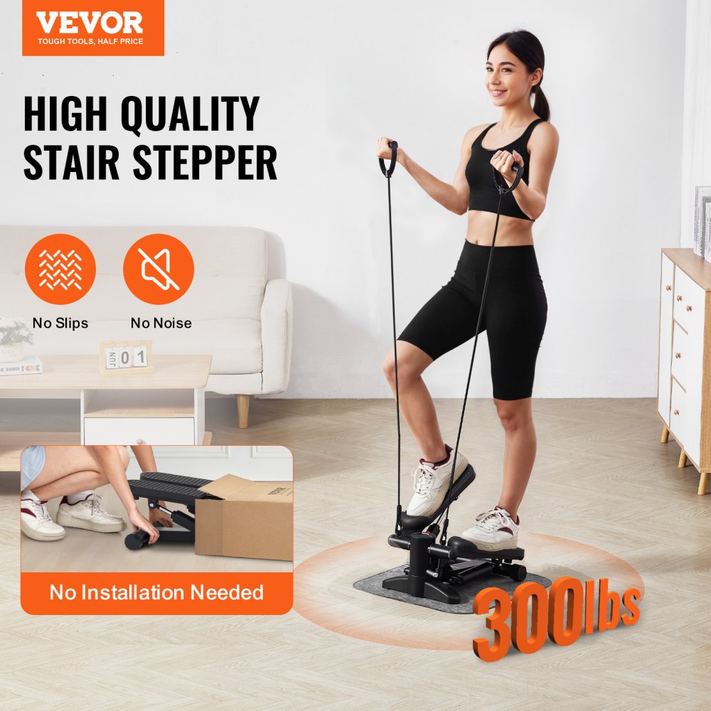 VEVOR Stair Stepper for Exercise at Home Mini Stepper with Resistance Band 