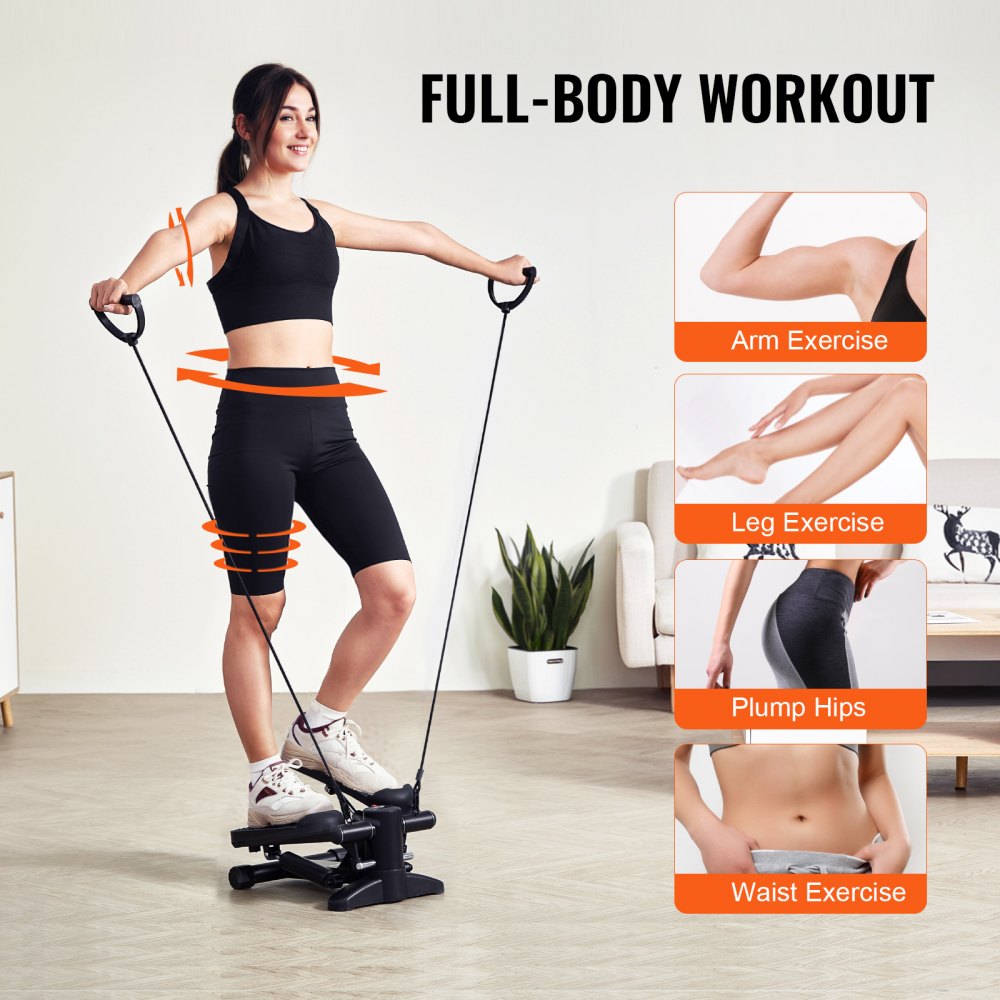 VEVOR Stair Stepper for Exercise at Home Mini Stepper with Resistance Band 