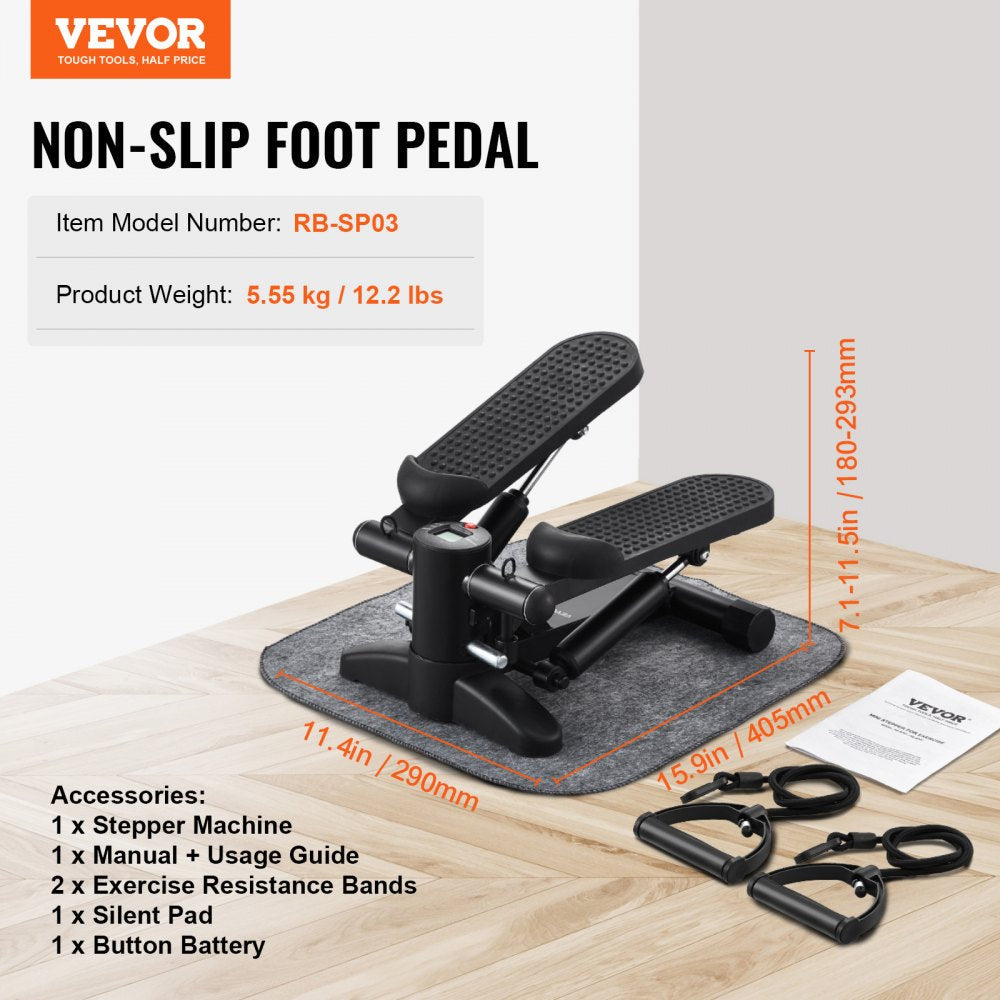 VEVOR Stair Stepper for Exercise at Home Mini Stepper with Resistance Band 