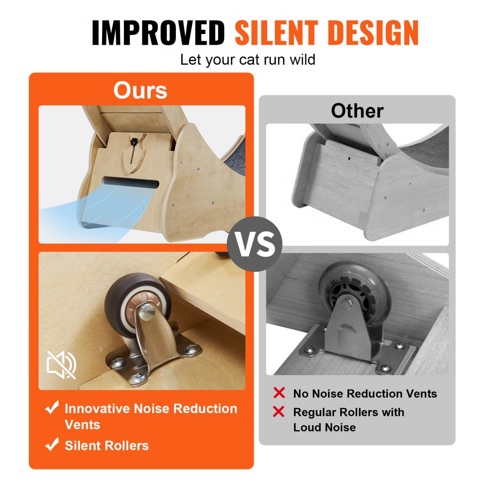 VEVOR Cat Exercise Wheel, Large Cat Treadmill Wheel for Indoor Cats, 29.5 inch Cat Running Wheel with Detachable Carpet and Cat Teaser for Running/Walking/Training, Suitable for Most Cats 