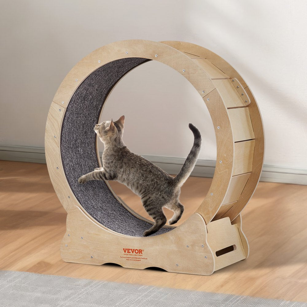 VEVOR Cat Exercise Wheel, Large Cat Treadmill Wheel for Indoor Cats, 29.5 inch Cat Running Wheel with Detachable Carpet and Cat Teaser for Running/Walking/Training, Suitable for Most Cats 