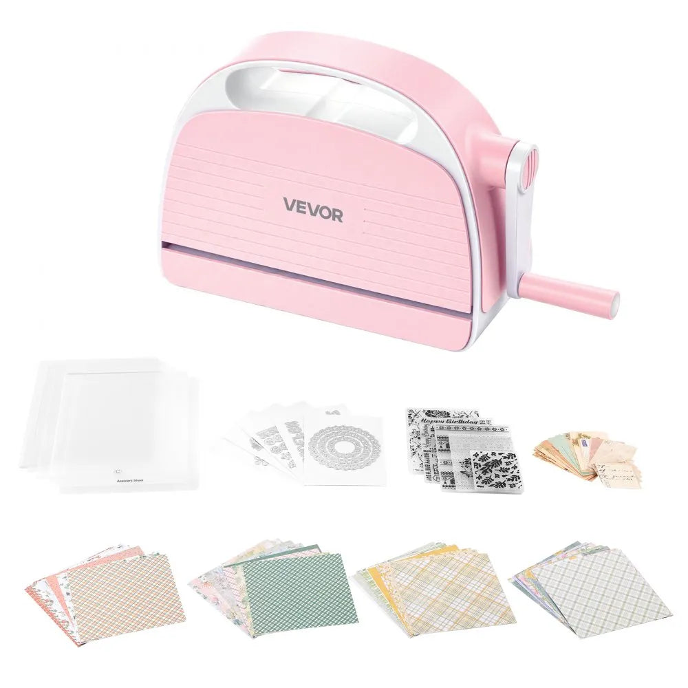 VEVOR Manual Die Cutting and Embossing Machine, 6" Opening Portable Craft Machine Set with Cutting Dies, Embossing Folders, Paper Sheets & Cutting Plates for Scrapbooking, Card Making & DIY Crafts