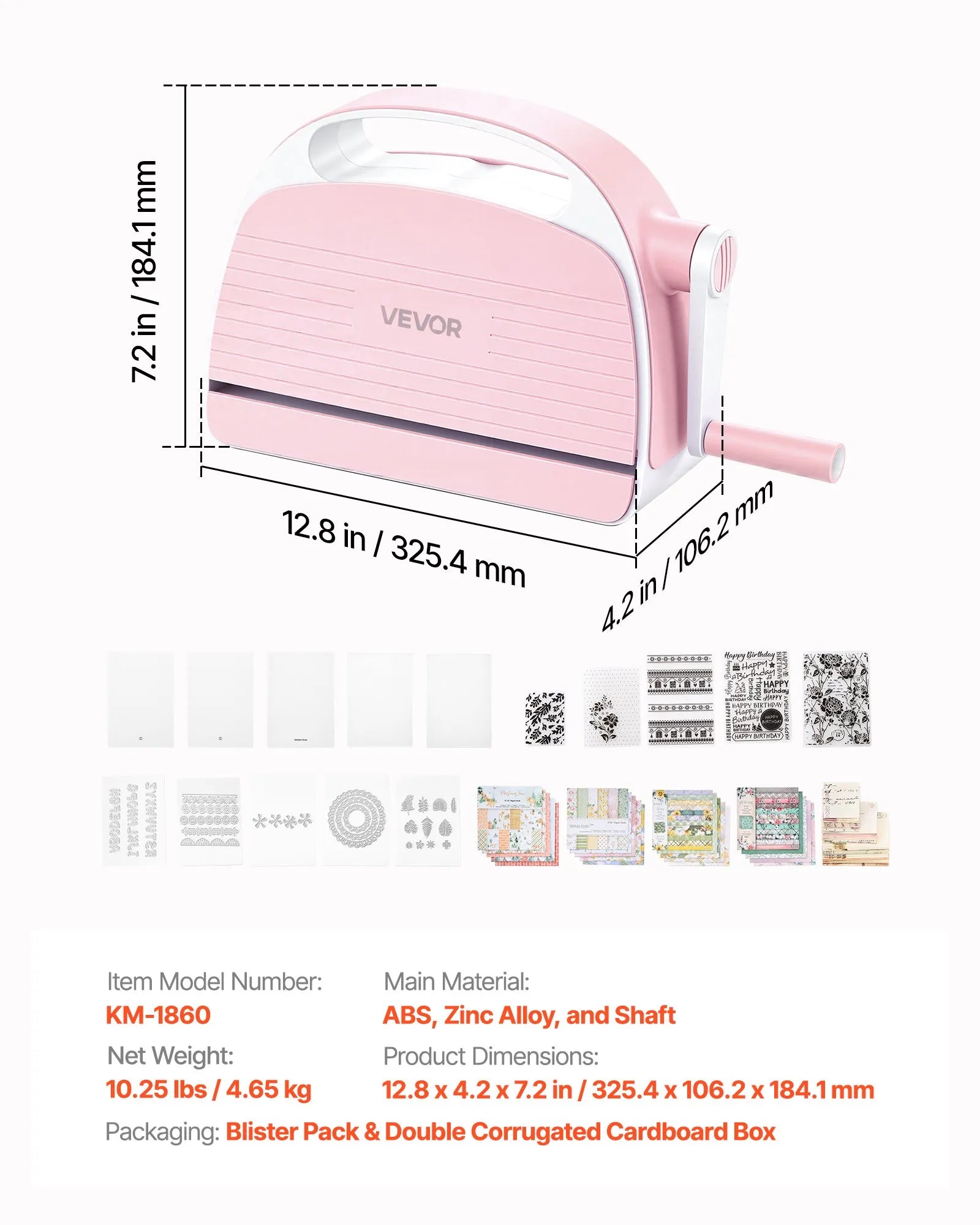 VEVOR Manual Die Cutting and Embossing Machine, 6" Opening Portable Craft Machine Set with Cutting Dies, Embossing Folders, Paper Sheets & Cutting Plates for Scrapbooking, Card Making & DIY Crafts