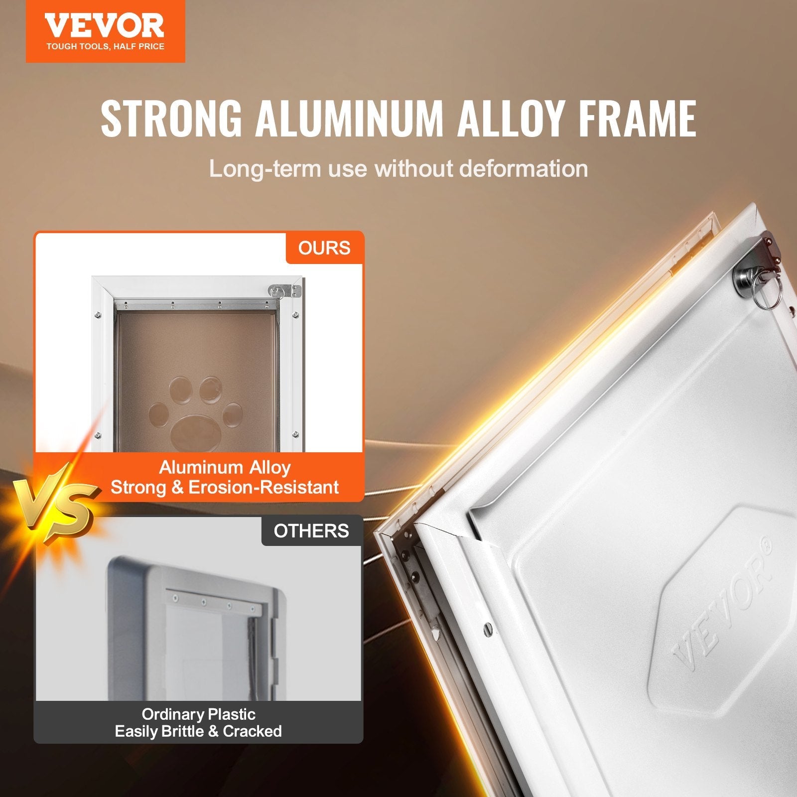 VEVOR Pet Door for Door with Lock and Magnetic Flap System Aluminum Frame Small 