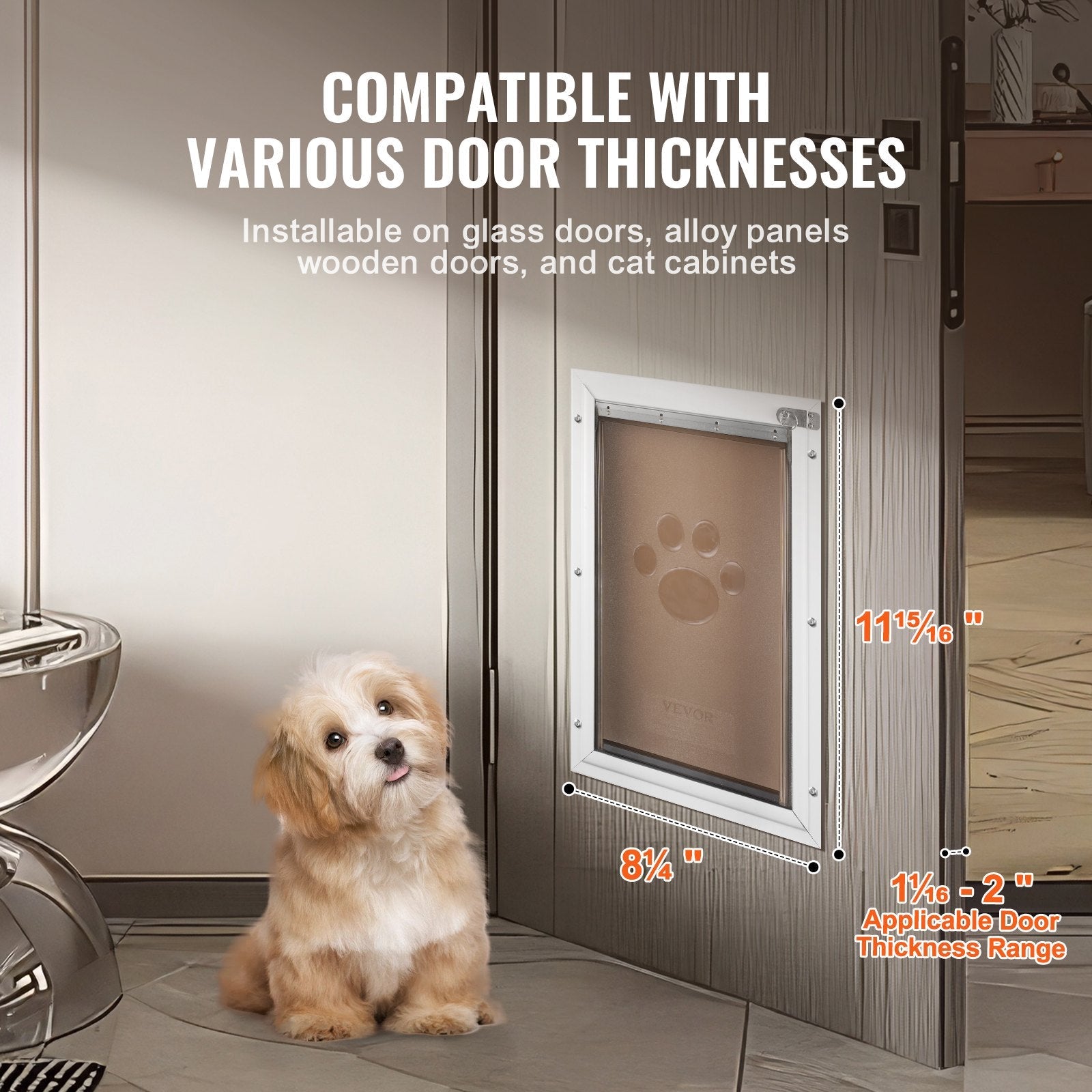 VEVOR Pet Door for Door with Lock and Magnetic Flap System Aluminum Frame Small 