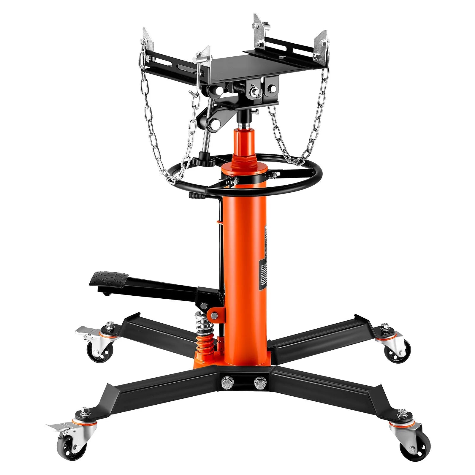VEVOR Transmission Jack, 1322 LBS Hydraulic Telescoping Transmission Jack, 34.3"-68.5" High Lift Floor Jack Stand with Foot Pedal, 360° Swivel Wheel, Hydraulic Transmission Jack Garage/Shop Lift Hoist