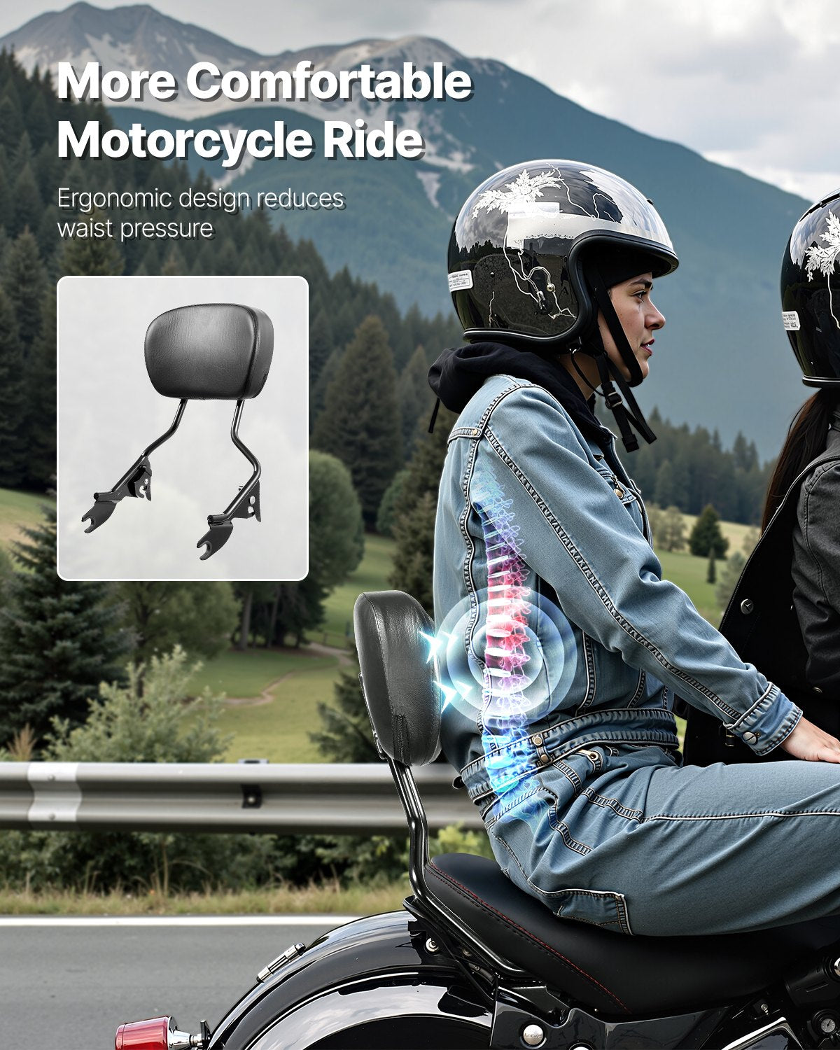 VEVOR Motorcycle Backrest Sissy Bar for Harley-Davidson Touring Models 2009-2024 