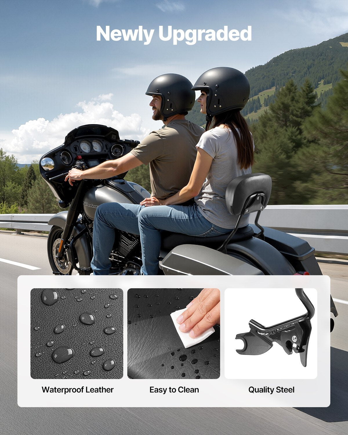 VEVOR Motorcycle Backrest Sissy Bar for Harley-Davidson Touring Models 2009-2024 
