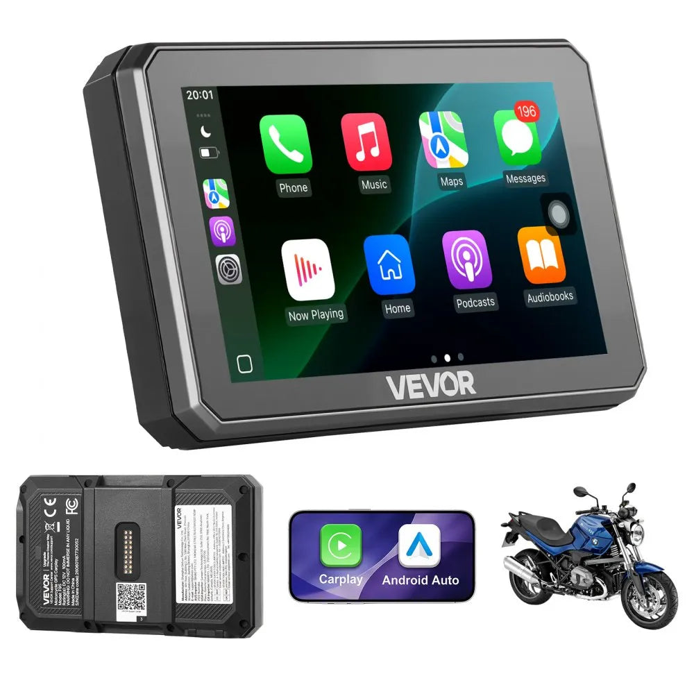 5-Inch Wireless Motorcycle CarPlay & Android Auto GPS Navigation System with Dual Bluetooth