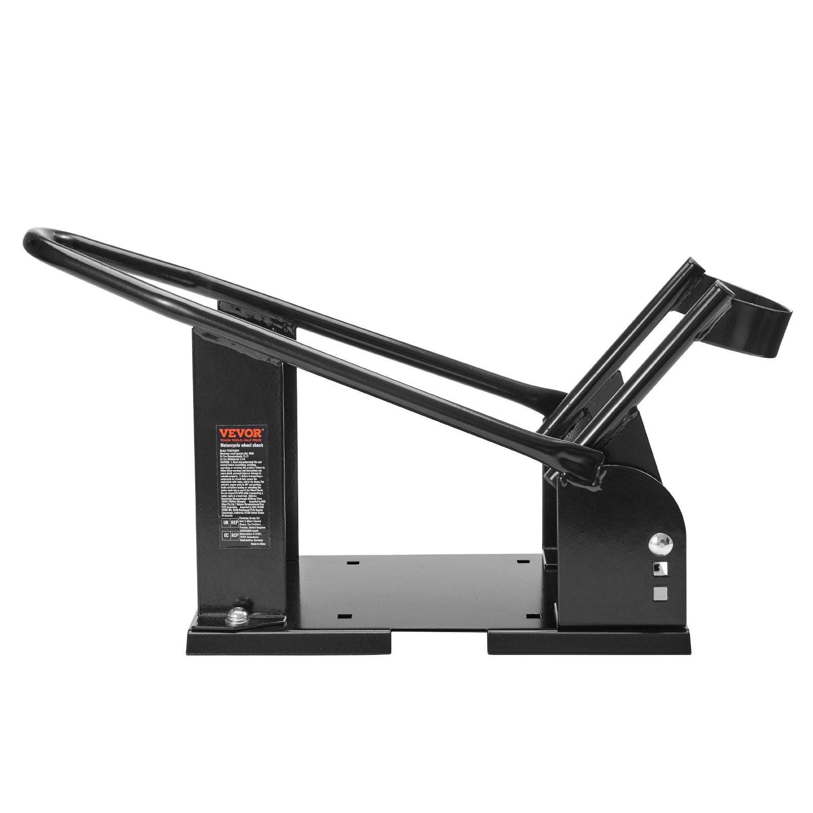 VEVOR Motorcycle Wheel Chock, 1800 lbs Capacity Wheel Cradle Holder, Heavy-duty Steel Motorcycle Front Wheel Stand with 3 Adjustable Holes, For 15"-21" Off-Road Motorcycles, Standard Motorcycles 