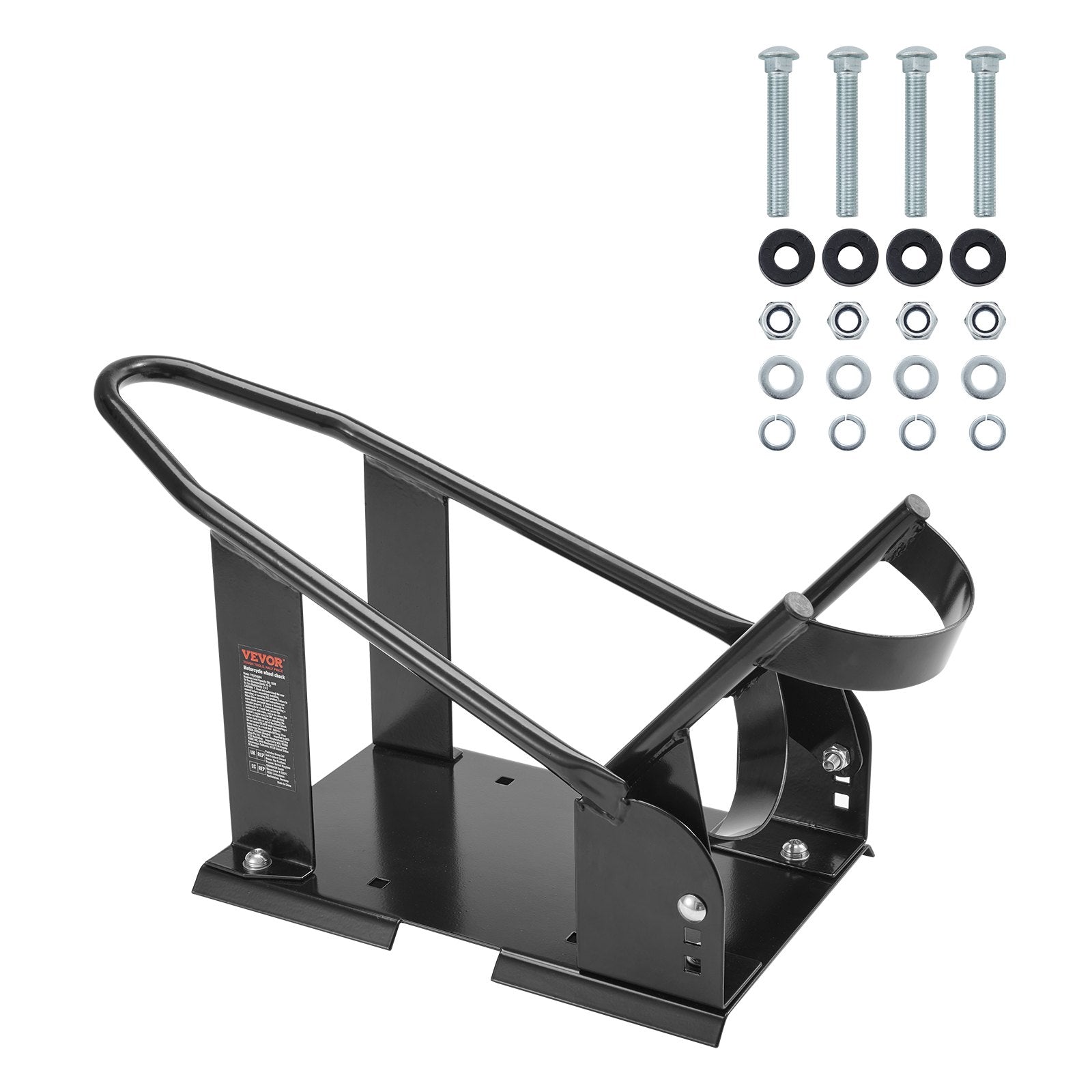 VEVOR Motorcycle Wheel Chock, 1800 lbs Capacity Wheel Cradle Holder, Heavy-duty Steel Motorcycle Front Wheel Stand with 3 Adjustable Holes, For 15"-21" Off-Road Motorcycles, Standard Motorcycles 