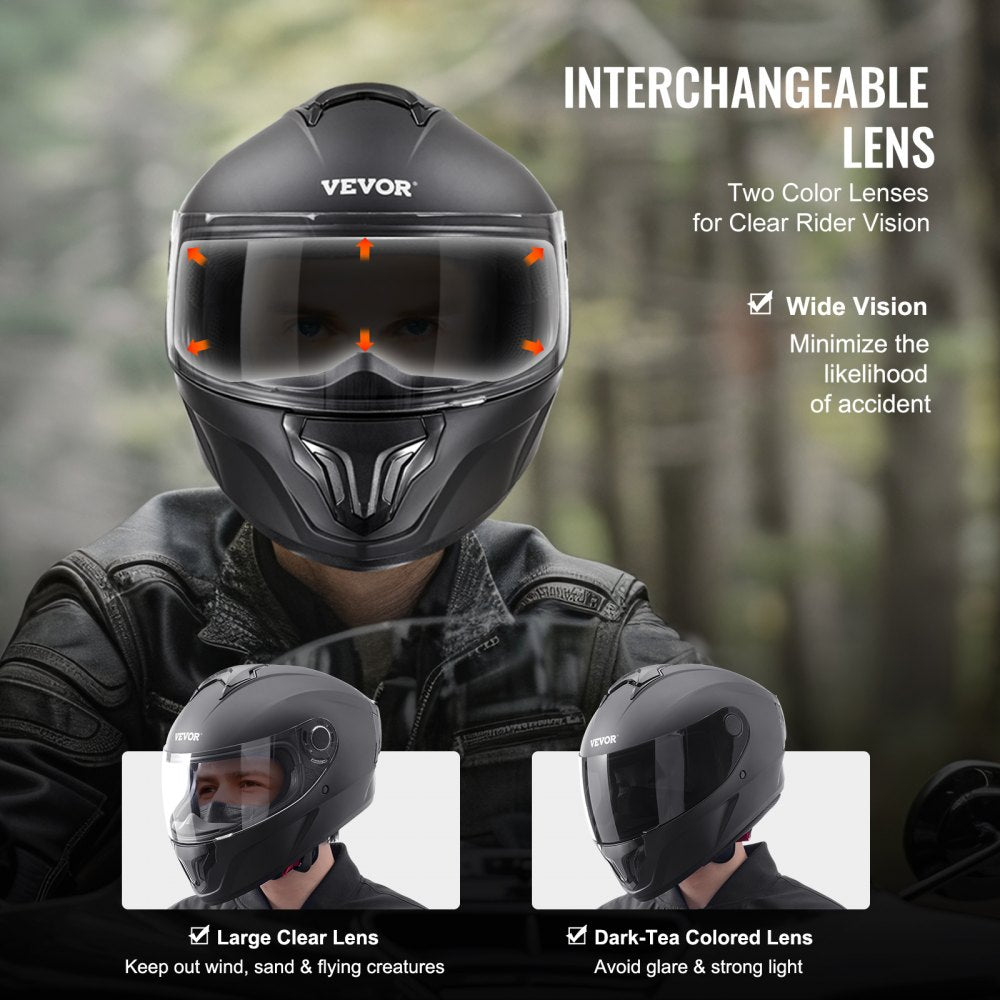 VEVOR Full Face Motorcycle Helmet Motocross Helmet with Bluetooth Slot 