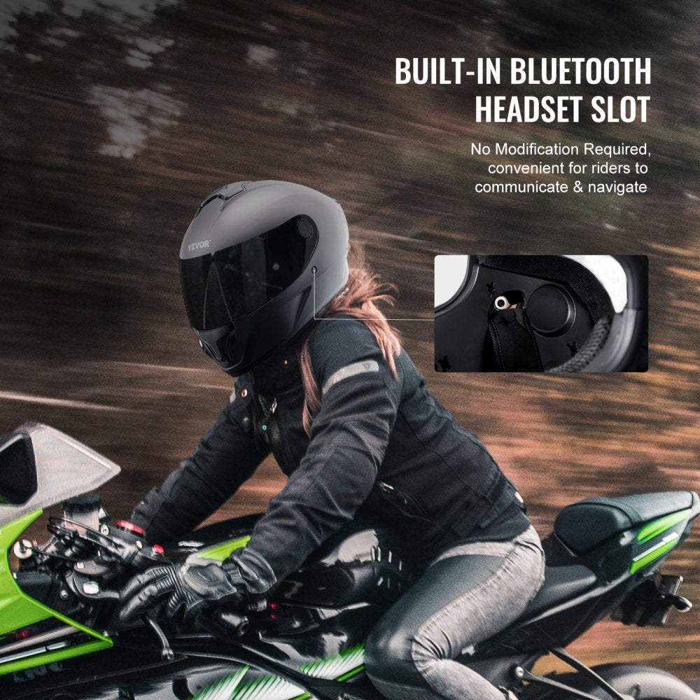 VEVOR Full Face Motorcycle Helmet Motocross Helmet with Bluetooth Slot 