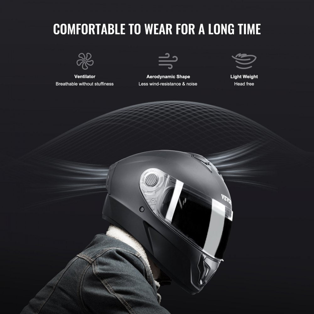 VEVOR Full Face Motorcycle Helmet Motocross Helmet with Bluetooth Slot 