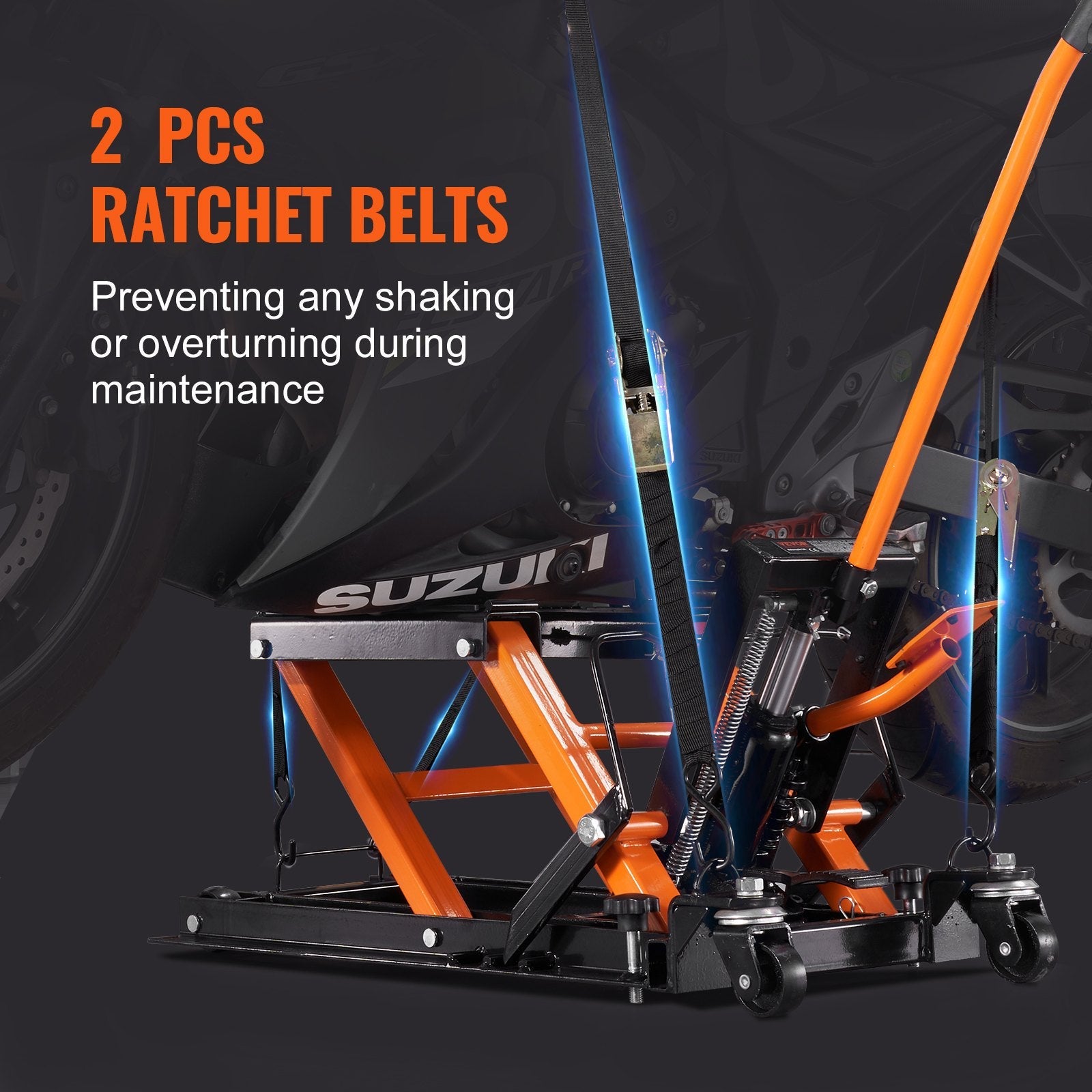 VEVOR Hydraulic Motorcycle Lift Jack, 1500 LBS Capacity ATV Scissor Lift Jack, Portable Motorcycle Lift Table with 4 Wheels, Hydraulic Foot-Operated Hoist Stand for Motorcycle ATV UTV Powersports 