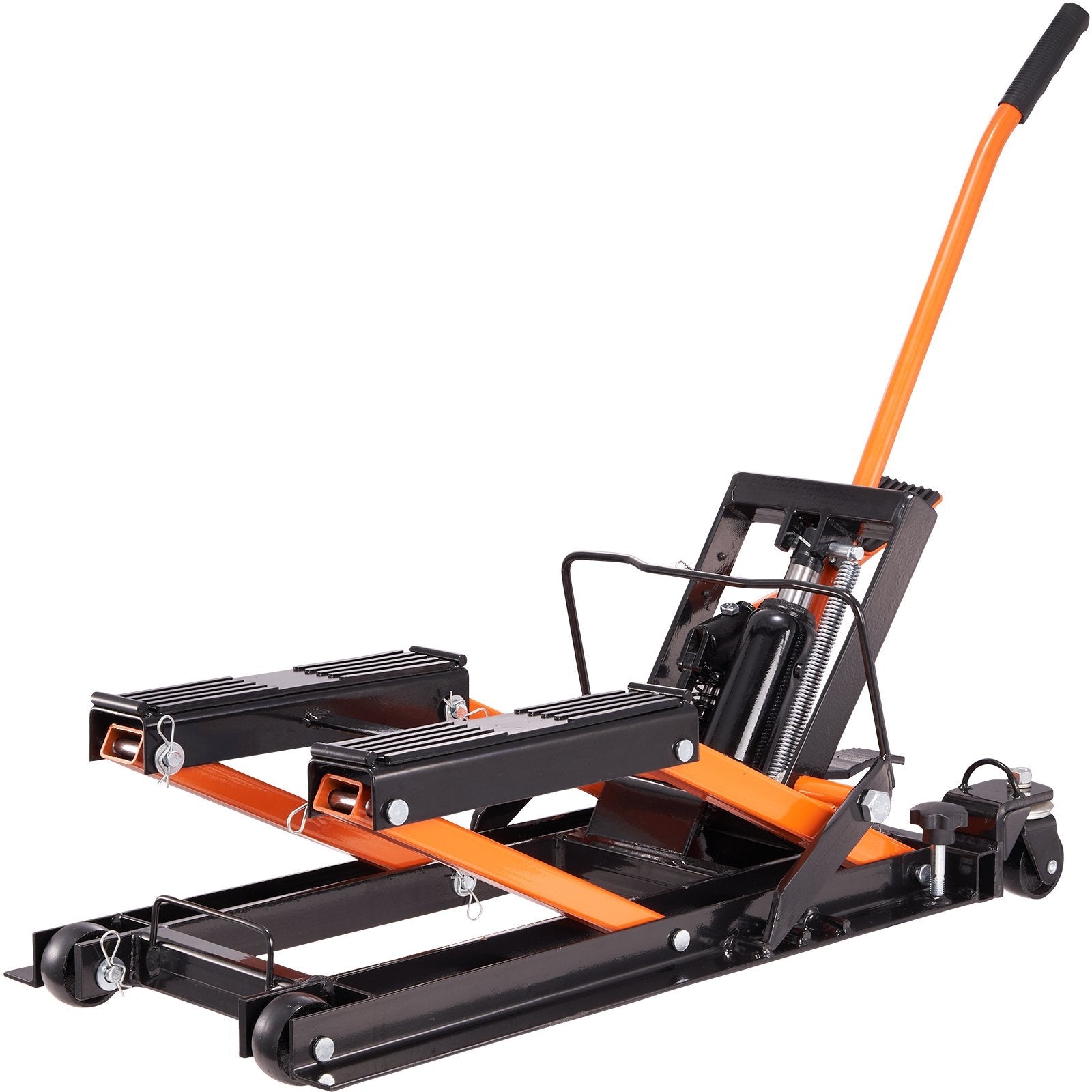 VEVOR Hydraulic Motorcycle Lift Jack, 1500 LBS Capacity ATV Scissor Lift Jack, Portable Motorcycle Lift Table with 4 Wheels, Hydraulic Foot-Operated Hoist Stand for Motorcycle ATV UTV Powersports 