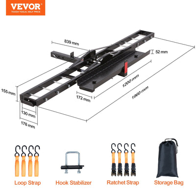 VEVOR Motorcycle Carrier Scooter Dirt Bike Hitch Mount 600LBS Rack Ramp Hauler 