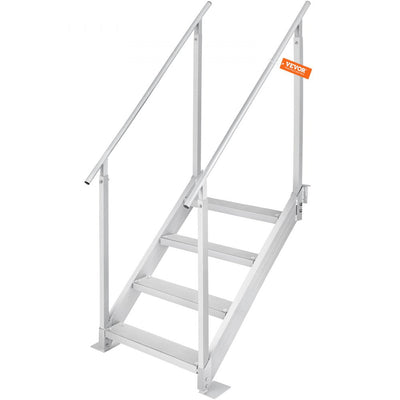VEVOR Dock Ladder, 30''-38'' Adjustable Height, 500 lbs Load Capacity, Aluminum Alloy 4 Steps Pontoon Boat Ladder with Dual Handrails & Nonslip Rubber Mat, Ideal for Ship/Lake/Pool/Marine Boarding 