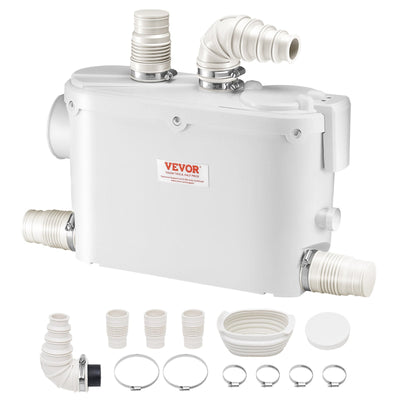 VEVOR Macerator Pump 500W 29 GPM Flow 26 ft Head Lift for Wall-Hung Toilet Sink 