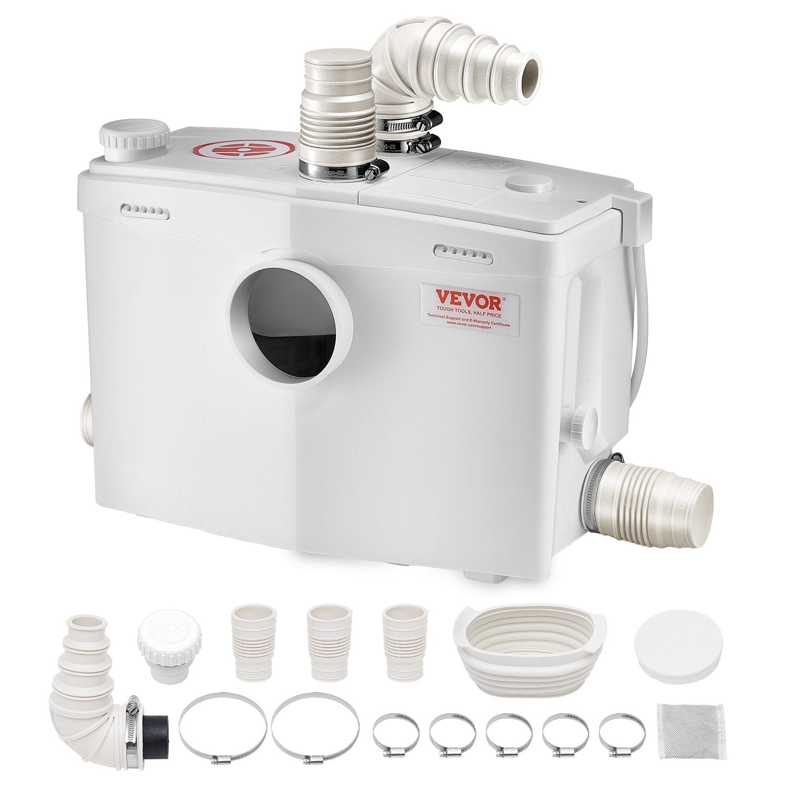 VEVOR Macerator Pump 1200W 48 GPM Flow 33 ft Head Lift for Toilet Basement Sink 