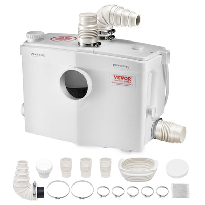 VEVOR Macerator Pump 1200W 48 GPM Flow 33 ft Head Lift for Toilet Basement Sink 