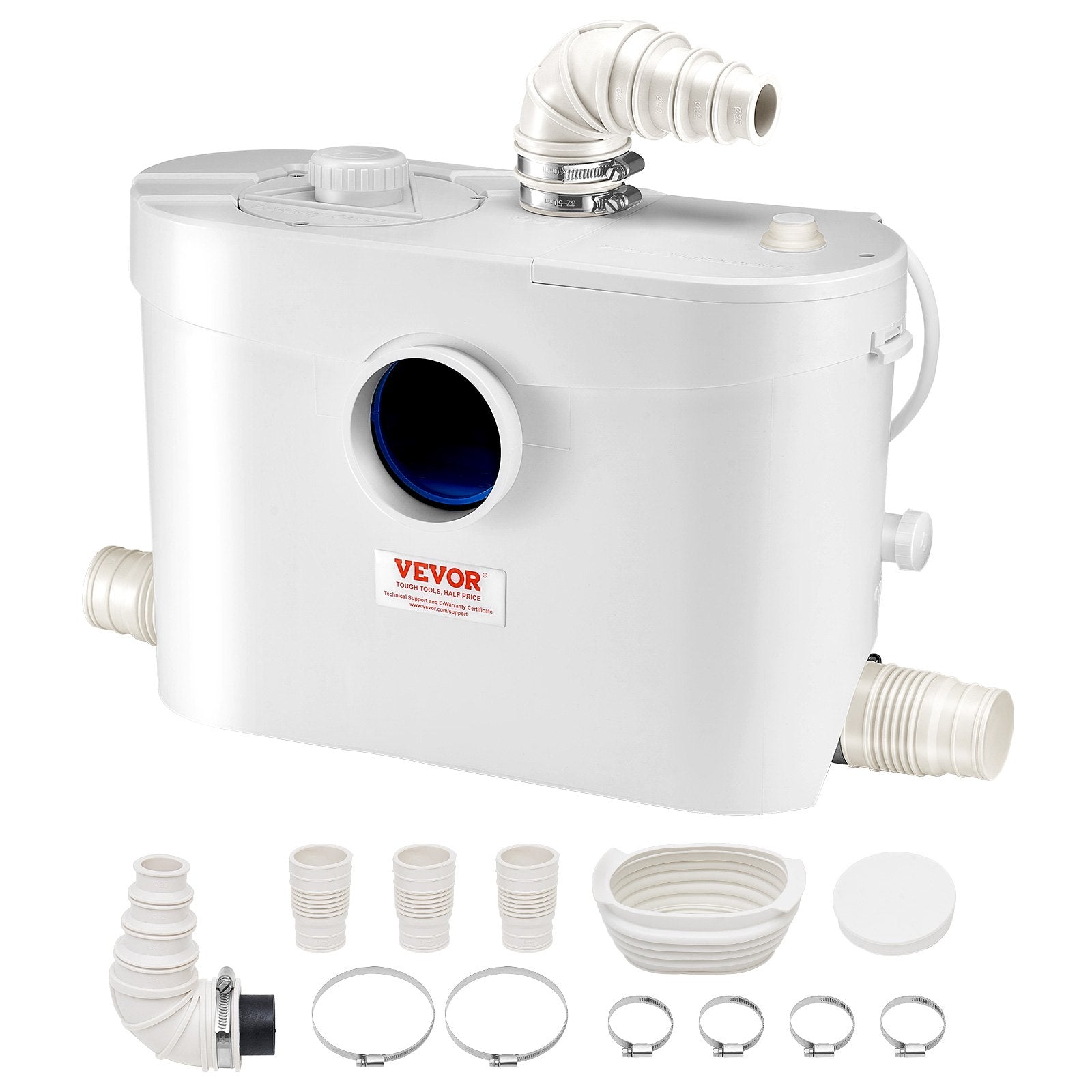 VEVOR Macerator Pump 900W 48 GPM Flow 40 ft Head Lift for Toilet Basement Sink 