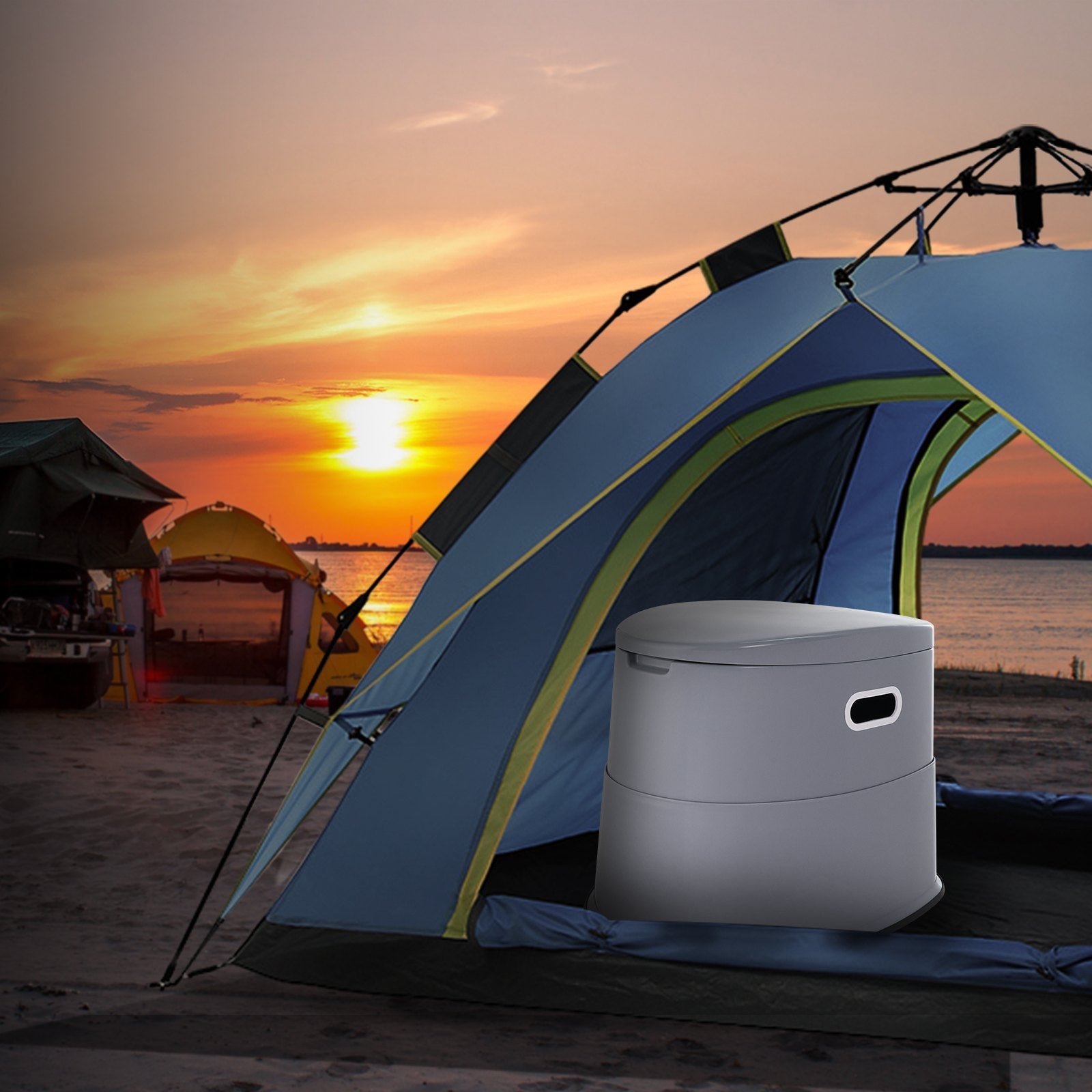 VEVOR Portable Toilet for Camping, Porta Potty with 1.3 Gal Detachable Inner Bucket & Removable Paper Holder, Commode with Dual Lids, Travel Toilet for Adults Kids Outdoor Camping Car Long Road Trips 