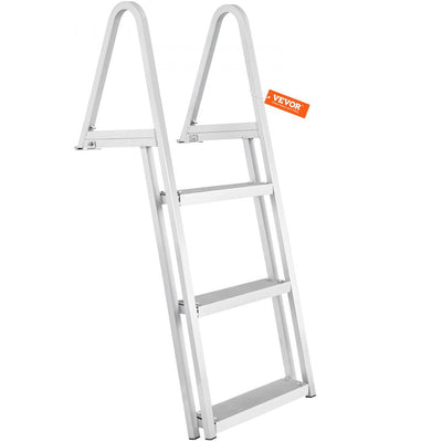 VEVOR Dock Ladder, Removable 3 Steps, 350 lbs Load Capacity, Aluminum Alloy Pontoon Boat Ladder with 4'' Wide Step & Nonslip Rubber Mat, Easy to Install for Ship/Lake/Pool/Marine Boarding 