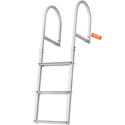 VEVOR Dock Ladder, Removable 3 Steps, 500 lbs Load Capacity, Aluminum Alloy Pontoon Boat Ladder with 3.1'' Wide Step & Nonslip Rubber Mat, Easy to Install for Ship/Lake/Pool/Marine Boarding 