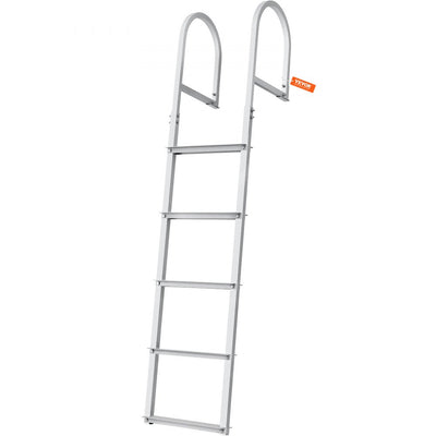 VEVOR Dock Ladder, Removable 5 Steps, 500 lbs Load Capacity, Aluminum Alloy Pontoon Boat Ladder with 3.1'' Wide Step & Nonslip Rubber Mat, Easy to Install for Ship/Lake/Pool/Marine Boarding 