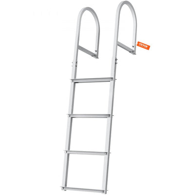 VEVOR Dock Ladder, Removable 4 Steps, 500 lbs Load Capacity, Aluminum Alloy Pontoon Boat Ladder with 3.1'' Wide Step & Nonslip Rubber Mat, Easy to Install for Ship/Lake/Pool/Marine Boarding 