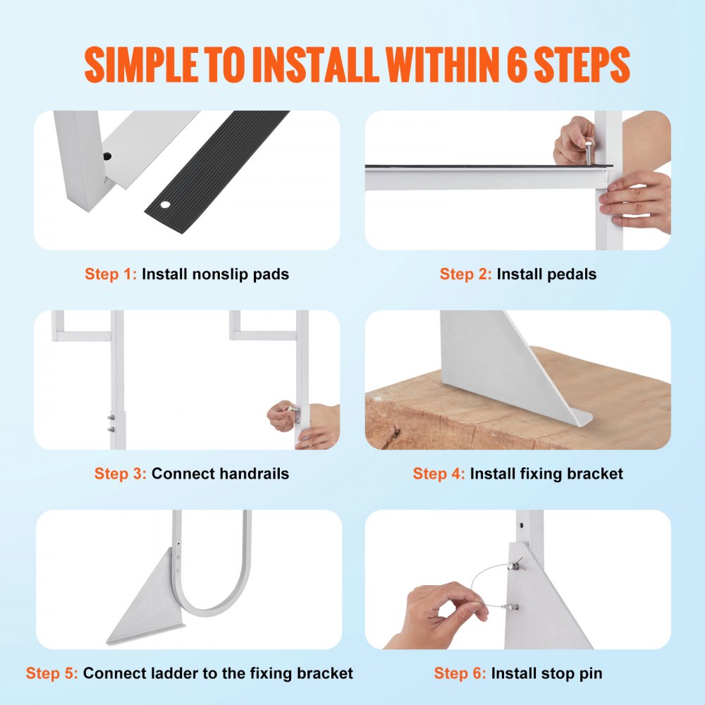 VEVOR Dock Ladder, Flip-Up 5 Steps, 350 lbs Load Capacity, Aluminum Alloy Pontoon Boat Ladder with 2'' Wide Step & Nonslip Rubber Mat, Easy to Install for Ship/Lake/Pool/Marine Boarding 