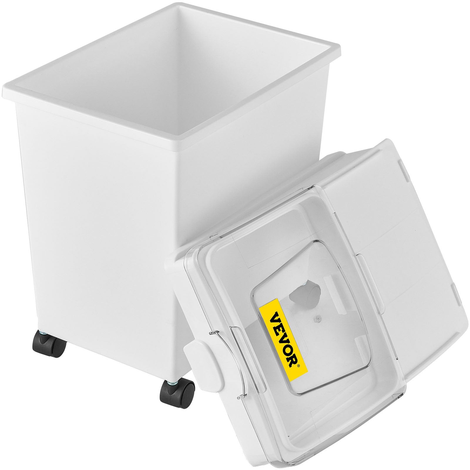 VEVOR Ingredient Bin, 6.6 Gallons Capacity Ingredient Storage Bin, 3 Pcs/Set, PP Material Flour Bins On Wheels, White Shelf Ingredient Bin with Scoop and Sliding Lid, Commercial Storage Bins 