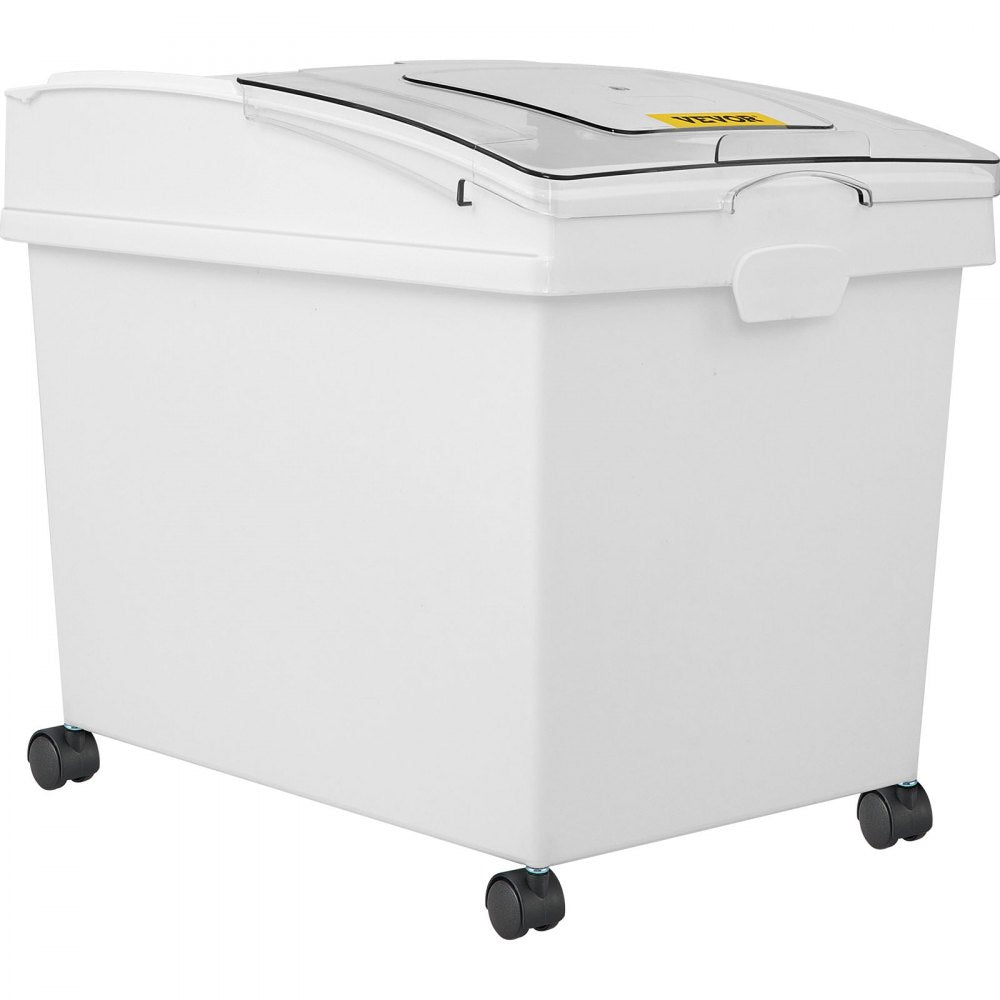 VEVOR 10.5 Gallons Ingredient Bin, Ingredient Storage Bin 2 Pcs/Set, PP Material Flour Bins On Wheels, White Shelf Ingredient Bin with Scoop and Sliding Lid, Commercial Storage Bins 