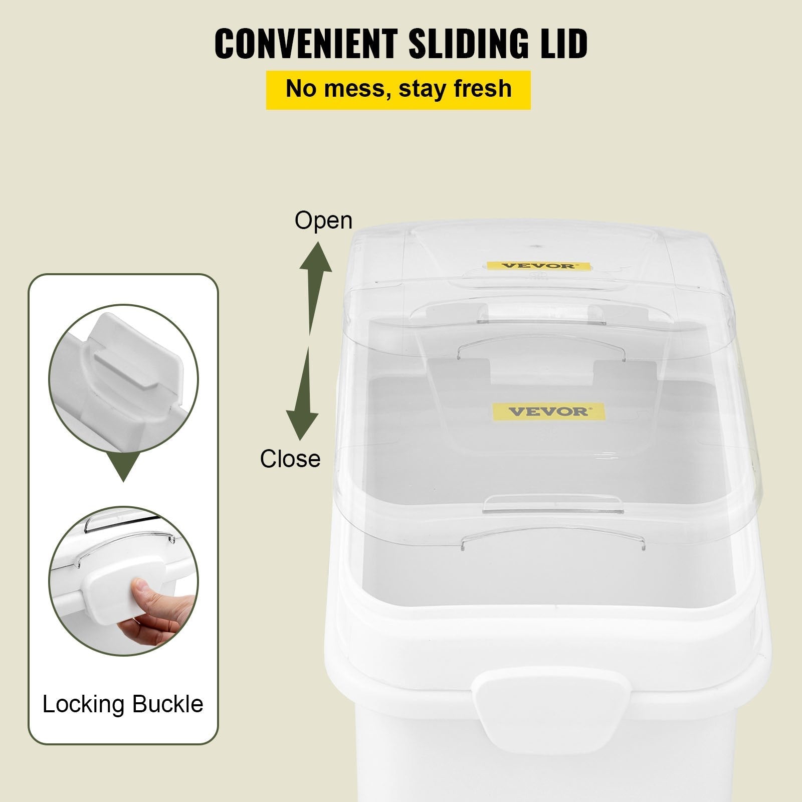 VEVOR 21 Gallon Ingredient Bin with Scoop 400 Cup Ingredient Bin with Sliding Lid Commercial Food Storage for Kitchen 