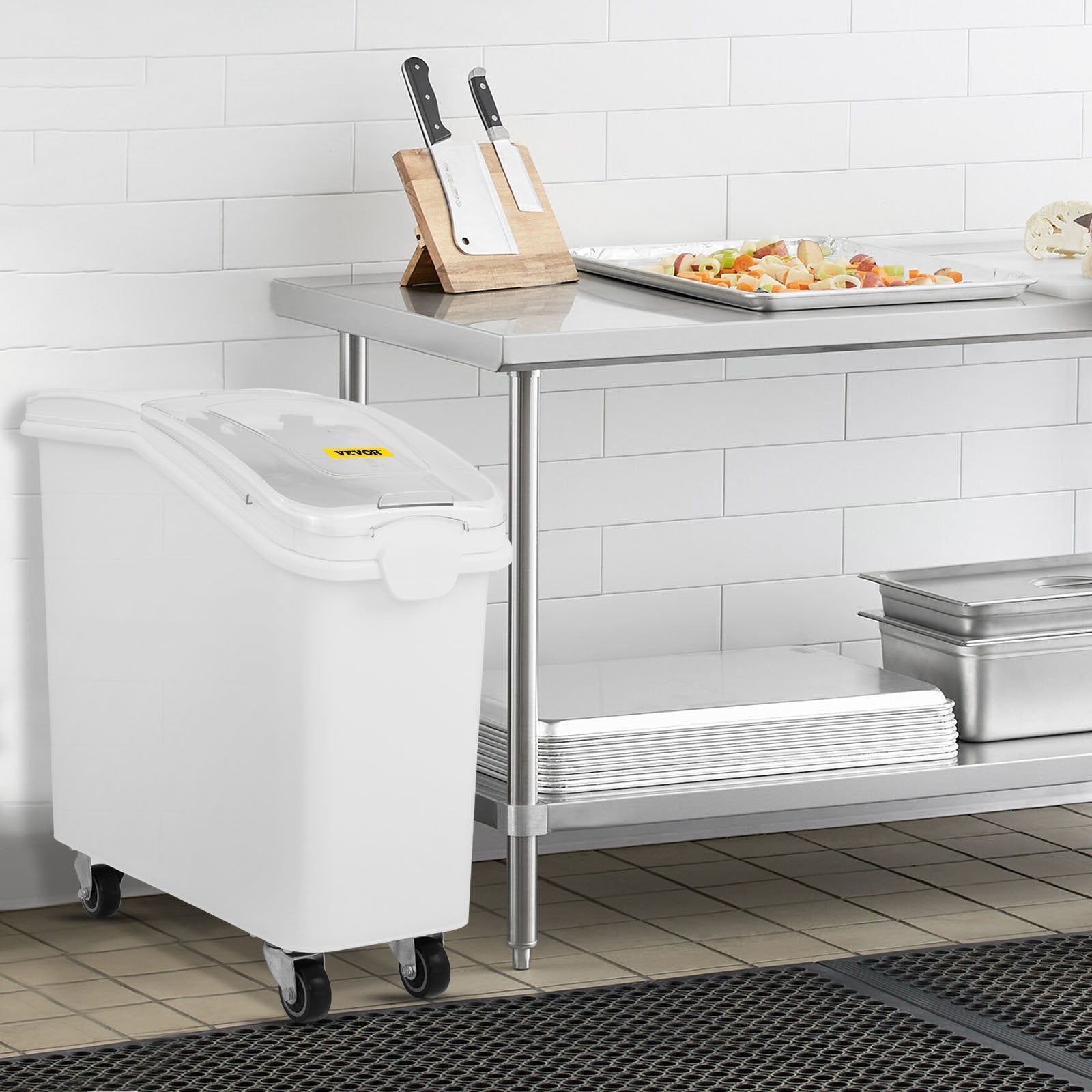 VEVOR 21 Gallon Ingredient Bin with Scoop 400 Cup Ingredient Bin with Sliding Lid Commercial Food Storage for Kitchen 